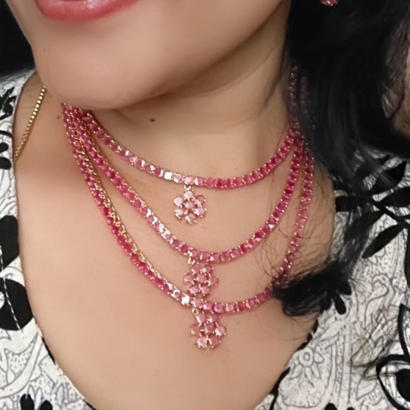 Women necklace set Real Ruby with 22karat gold finish - Picture 2 of 2